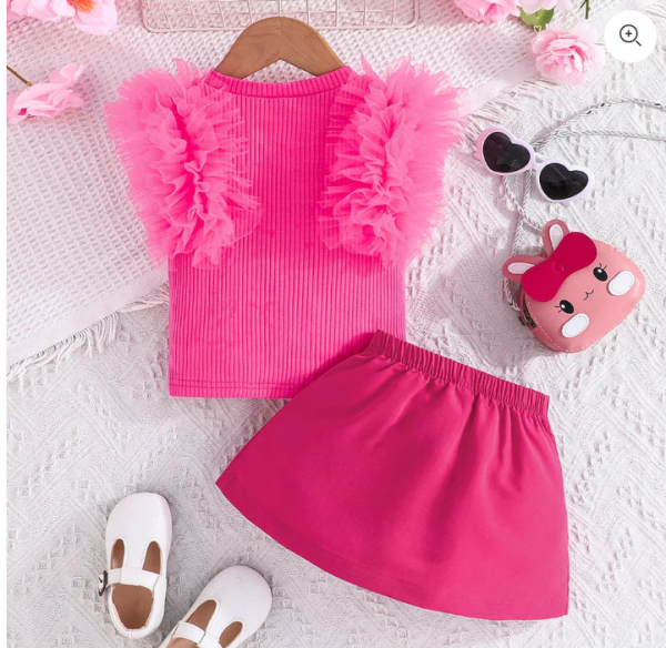 Pink Top And Skirt Baby Girl Dress Design - Image 3