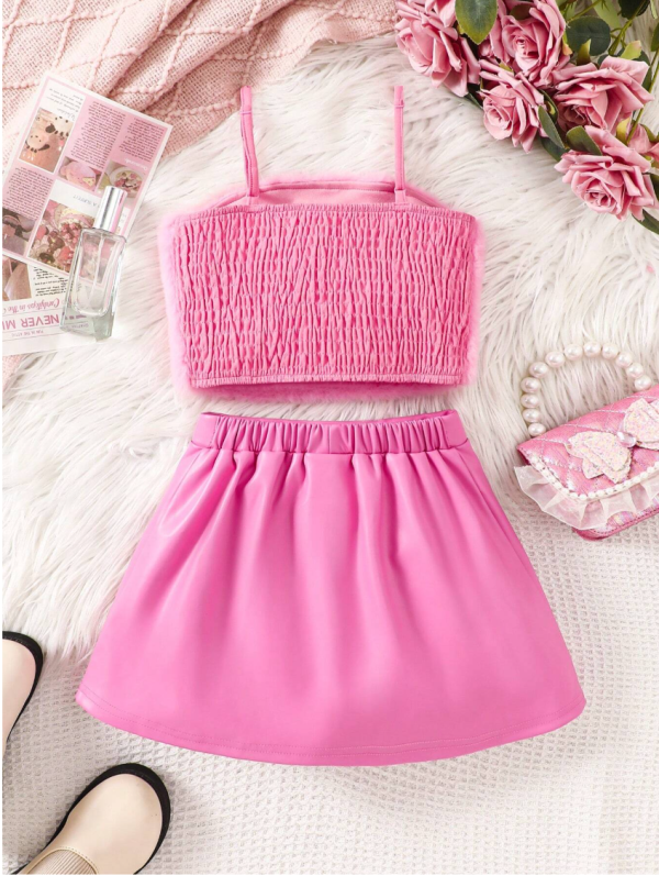 Pink Sleeveless Top With Skirt Design - Image 2