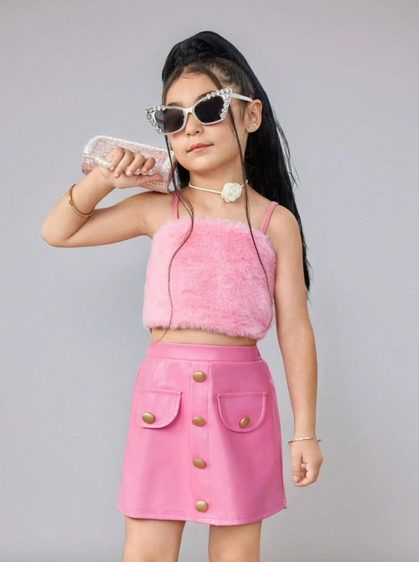 Pink Sleeveless Top With Skirt Design - Image 7