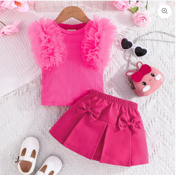 Pink Top And Skirt Baby Girl Dress Design