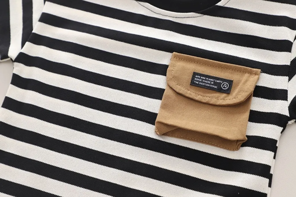 White And Black Stripe T Shirt With Brown Pant Design - Image 4