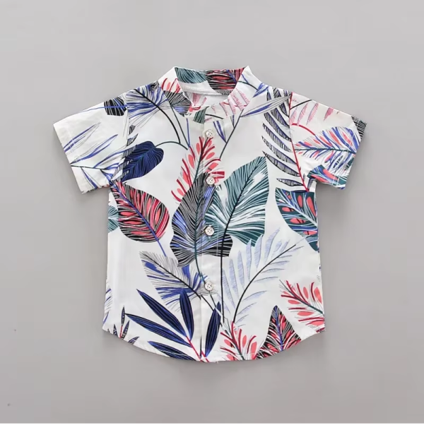 Leaves Printed Multi Colour Shirt And Beige Pant Design - Image 5