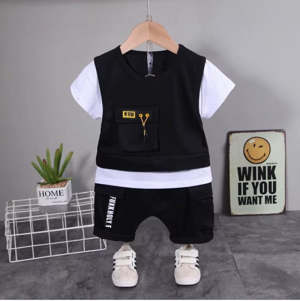 Black And White Modern Baby Boy Casual Dress