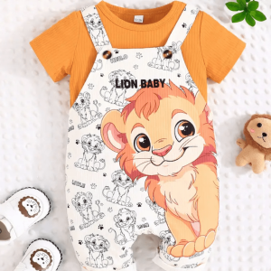 Baby Boy Girl LION PRINT T Shirt And Overall Design