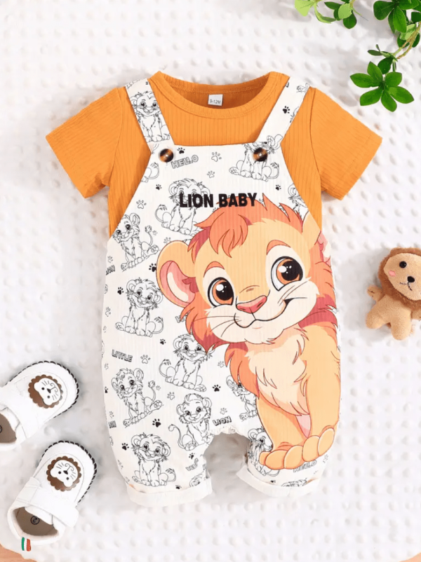 Baby Boy Girl LION PRINT T Shirt And Overall Design
