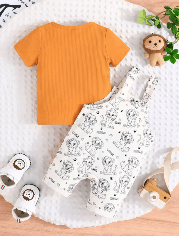 Baby Boy Girl LION PRINT T Shirt And Overall Design - Image 2