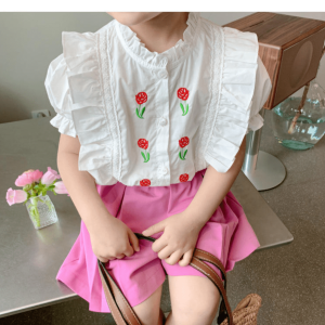 Summer Pinkish Purple Modern Baby Girl Blouse Pant