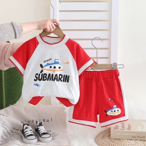 Red And White Short Sleeve Printed T Shirt And Blue Pant Design
