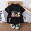 Dark Blue And White Stripe  Design Comfortable T Shirt Pant Set - Image 2