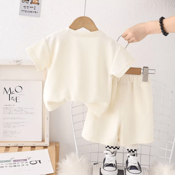 Labubu Print Cream Colour Cute Short Sleeve T Shirt Pant Design - Image 2