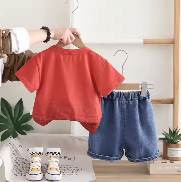 Brown Orange T Shirt Printed T Shirt And Blue Pant Design - Image 2
