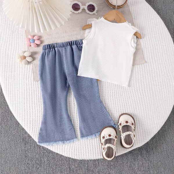 White Sleeveless Modern White Top And Denim Pant - Image 2