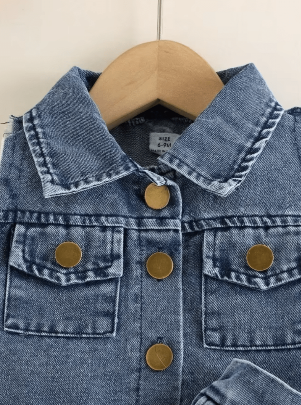 Blue Denim Sleevelss Top And Skirt Design - Image 2