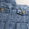 Blue Denim Sleevelss Top And Skirt Design - Image 3