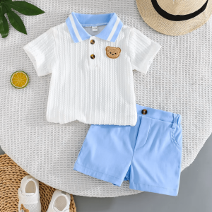 White Bear Design Top And Sky Blue Comfortable Baby Dress
