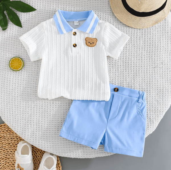 White Bear Design Top And Sky Blue Comfortable Baby Dress