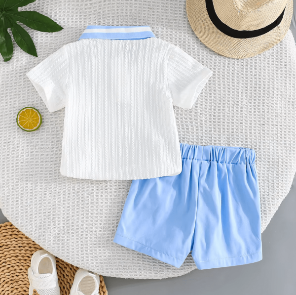 White Bear Design Top And Sky Blue Comfortable Baby Dress - Image 2