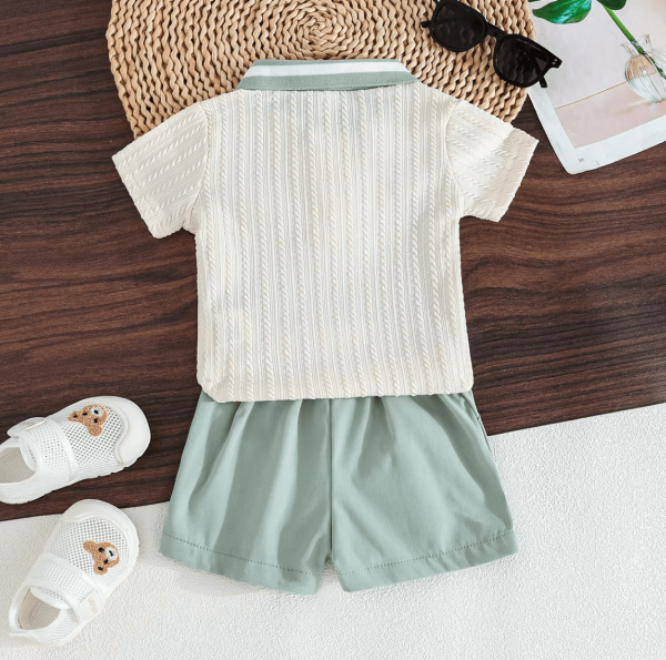 White Bear Design Top And Light Green Comfortable Baby Dress - Image 2