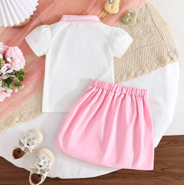 White T Shirt And Pink Skirt Cute Rabbit Baby Girl Design - Image 8