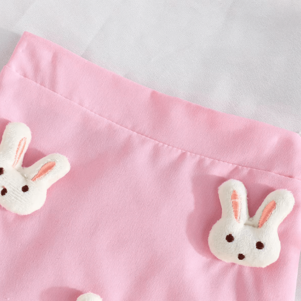 White T Shirt And Pink Skirt Cute Rabbit Baby Girl Design - Image 7