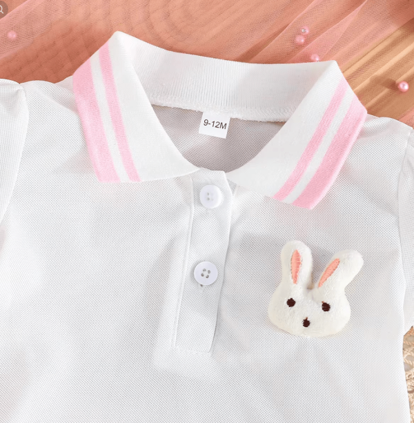 White T Shirt And Pink Skirt Cute Rabbit Baby Girl Design - Image 4