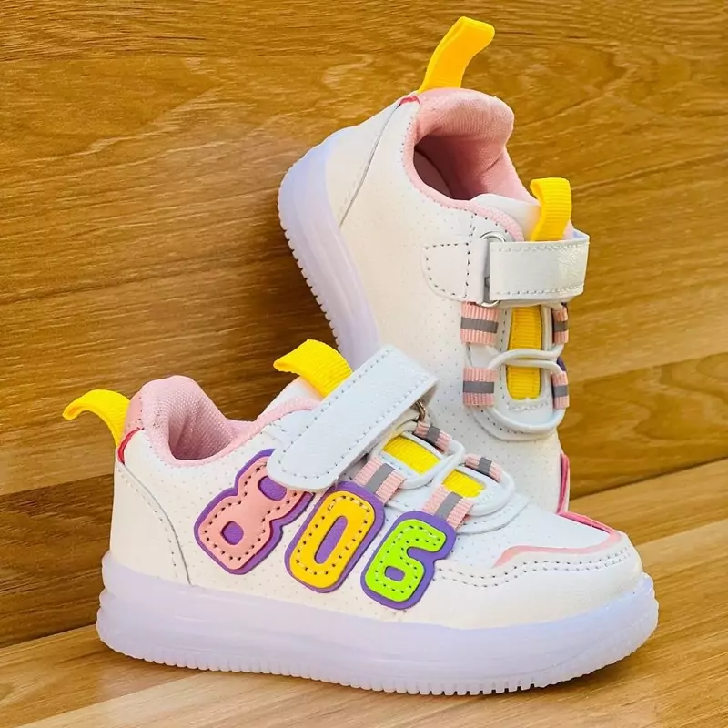 Pink White Letter Design Modern Children Light Shoes