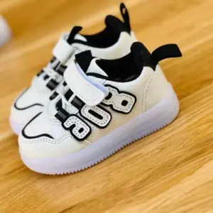 Black White Letter Design Modern Children Light Shoes