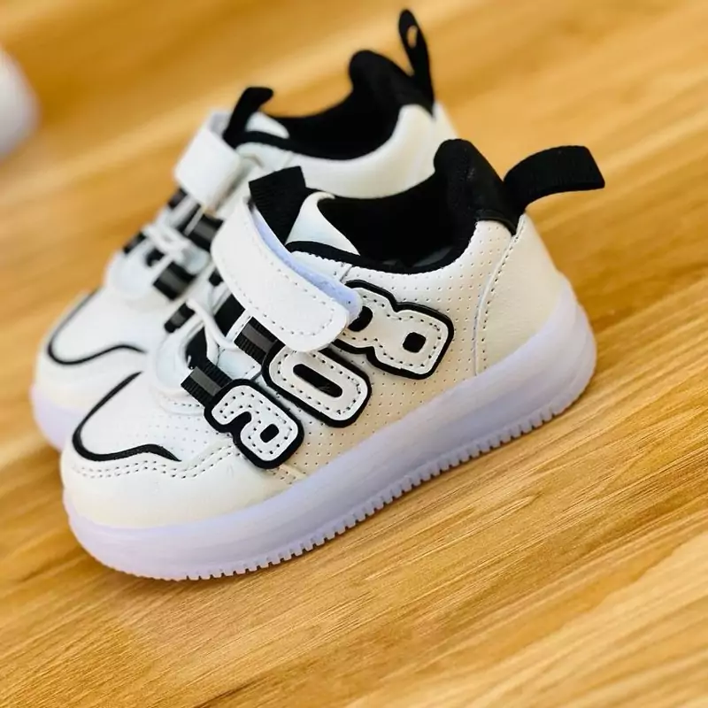 Black White Letter Design Modern Children Light Shoes